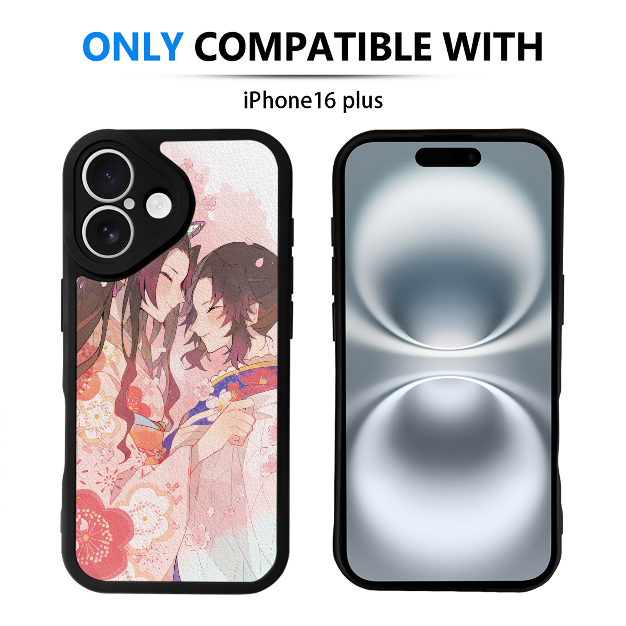 （画像用） 鬼滅の刃（きめつのやいば）蟲柱-胡蝶 しのぶ／こちょう しのぶ Kochou Shinobu 【iPhone 16シリーズ対応】シリコンスマホケース（レザー調） 材質：シリコン